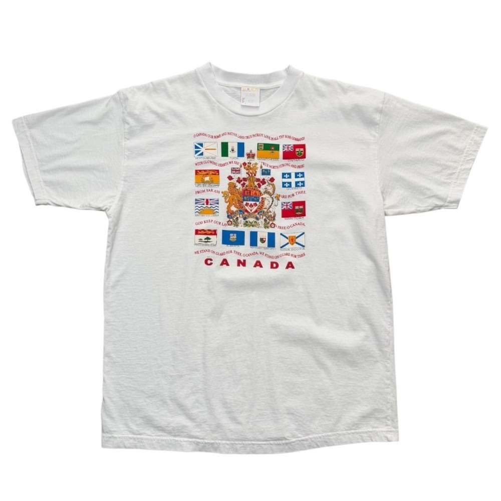Vintage 90s Canada Provinces Flags Coat of Arms Graphic Souvenir Art T-shirt